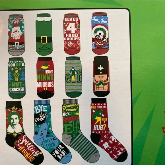 - SEALED NEW- ELF 12 Days of Socks- ELF the movie -Christmas gift novelty twelve - Picture 2 of 7